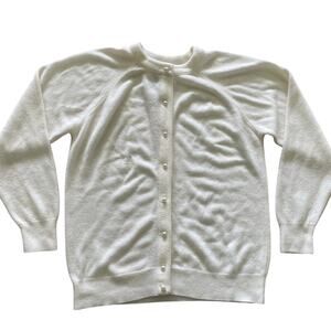 VTG 90s Designer Originals White Pearl Button Cardigan USA size S